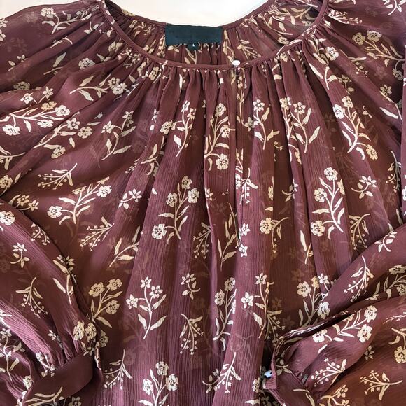 NILI LOTAN 100% Silk Floral Sheer Flowy Peasant Blouse in Multi Size L - Picture 8 of 13